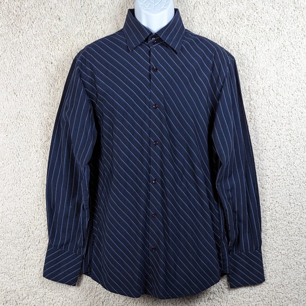 Civilian* Men's Long Sleeve Button Down Curved Hem NO Pocket Shirt~ Size‎ XXL